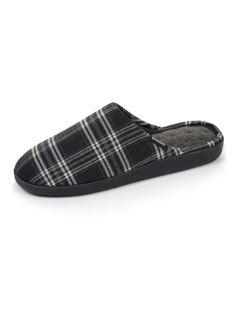 Chaussons mules homme tartan noir/blanc Isotoner Gris - Kiabi