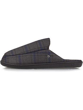 Chaussons mules imprimé à carreaux homme isotoner