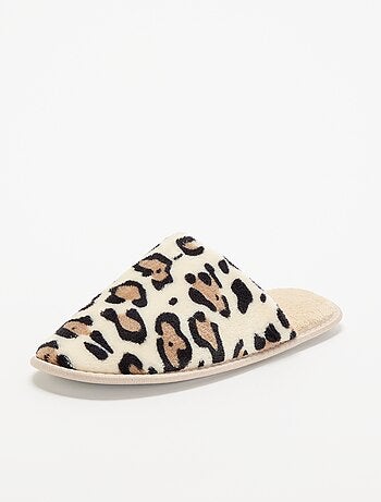Chaussons mules imprimé léopard