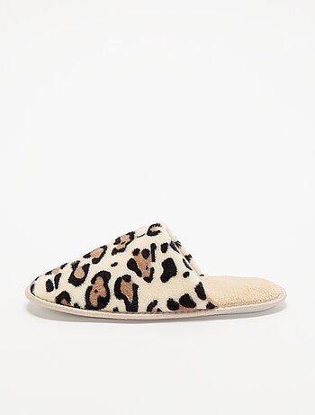 Chaussons mules imprimé léopard