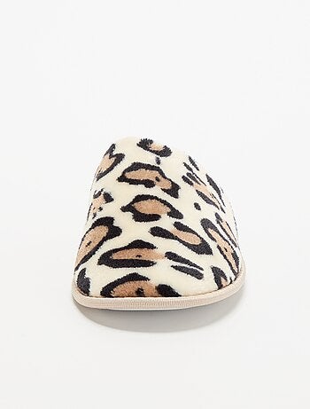 Chaussons mules imprimé léopard