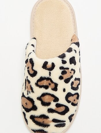 Chaussons mules imprimé léopard