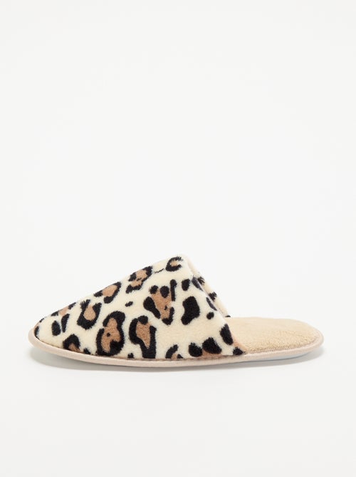 Chaussons mules imprimé léopard - Kiabi
