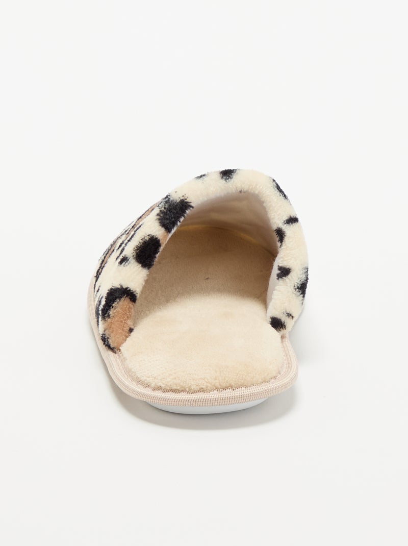 Chaussons mules imprimé léopard Beige - Kiabi