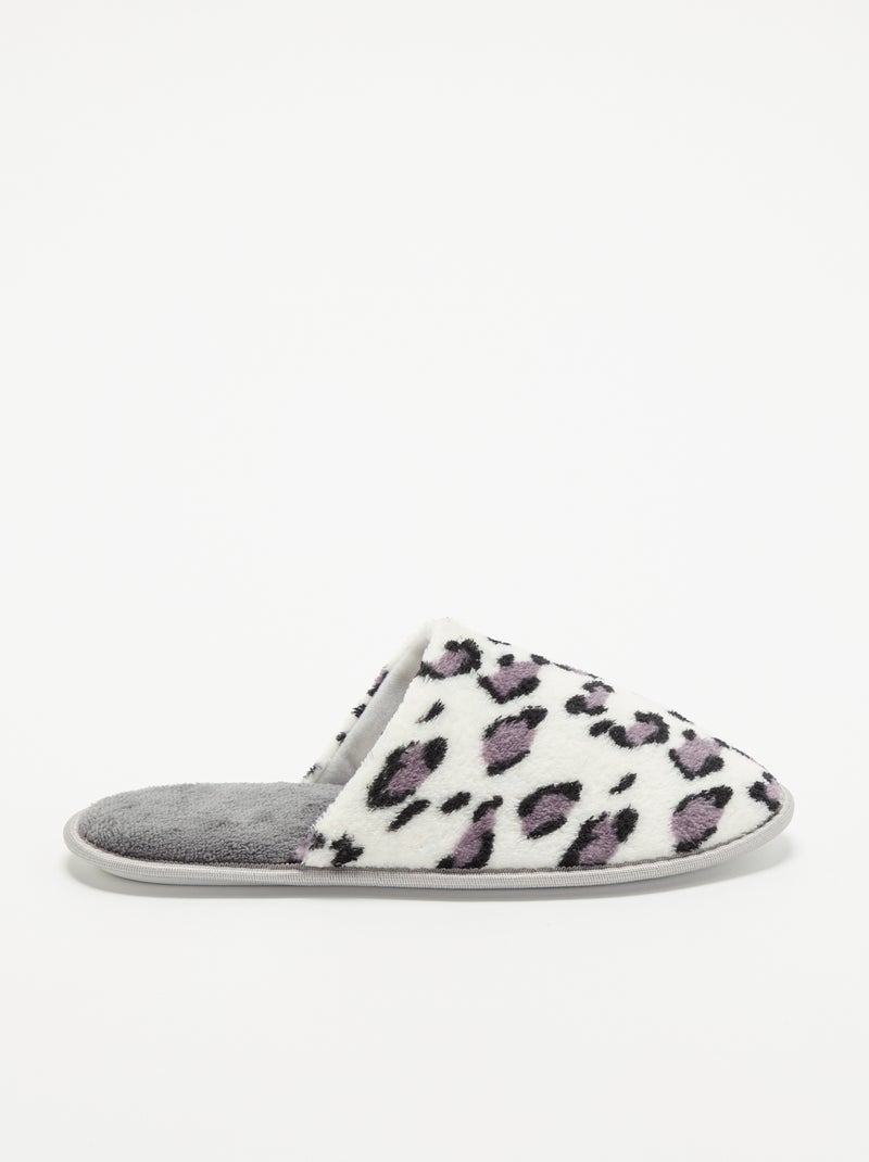 Chaussons mules imprimé léopard Gris - Kiabi