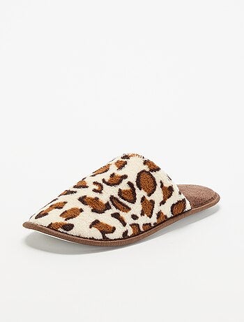 Chaussons mules imprimé léopard