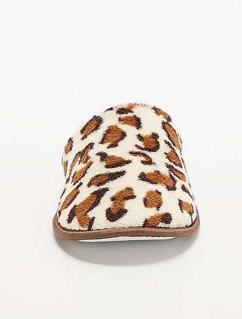 Chaussons mules imprimé léopard