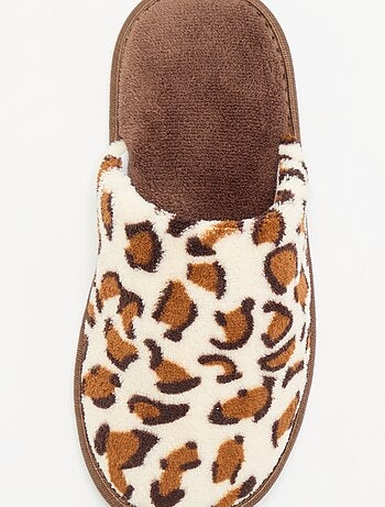Chaussons mules imprimé léopard