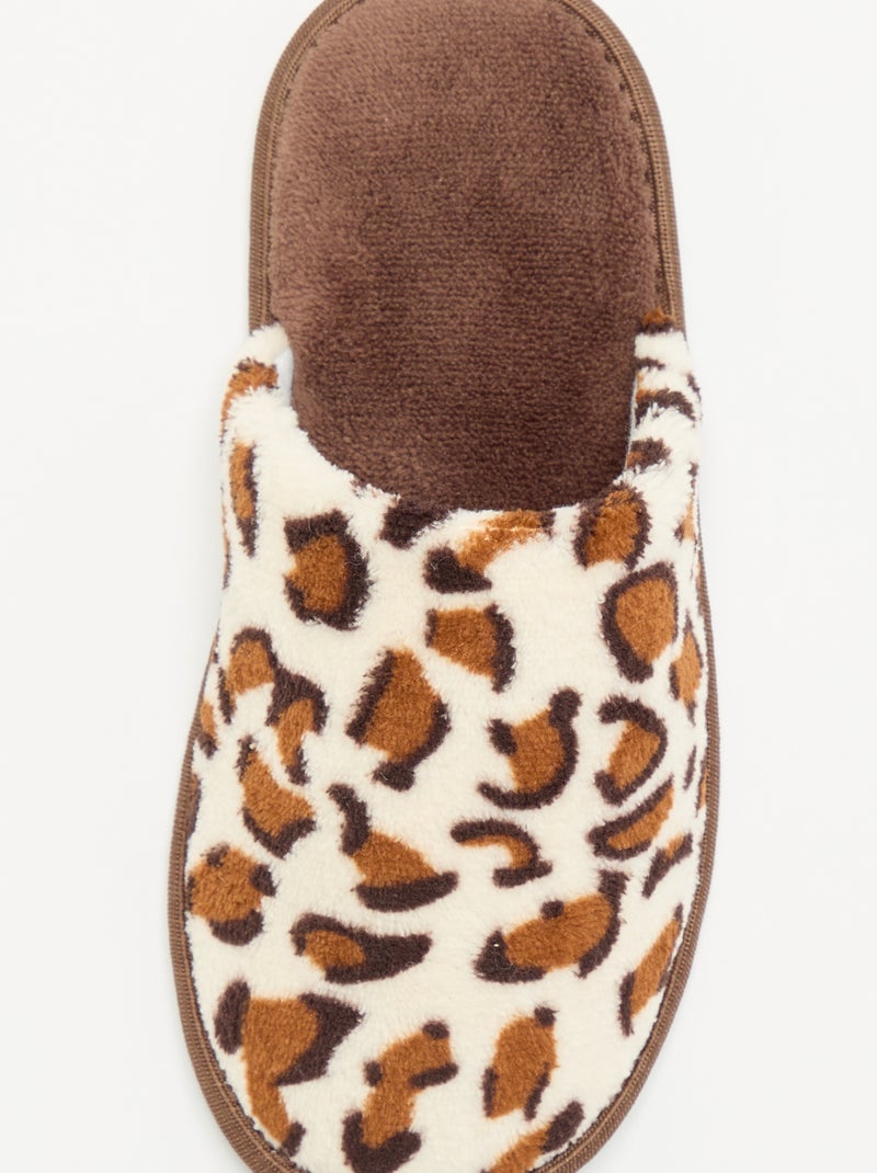 Chaussons mules imprimé léopard Marron - Kiabi