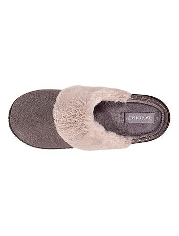 Chaussons mules irisé et imitation fourrure fille Isotoner