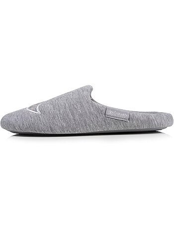 Chaussons mules jersey, semelle gomme antidérapante femme