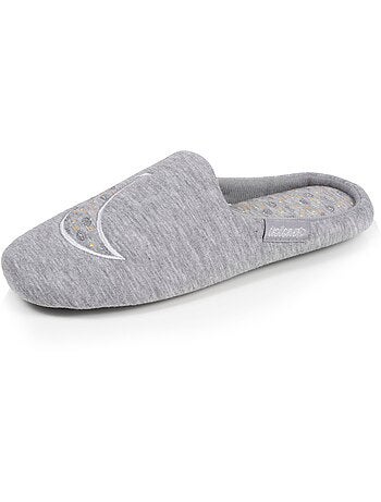 Chaussons mules jersey, semelle gomme antidérapante femme Isotoner