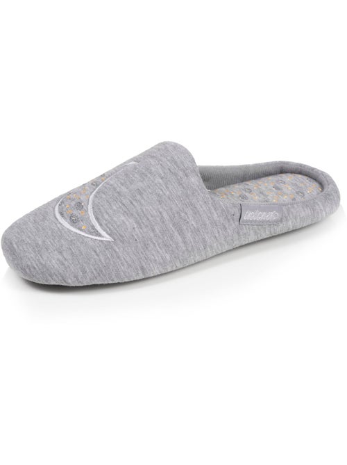 Chaussons mules jersey, semelle gomme antidérapante femme Isotoner - Kiabi