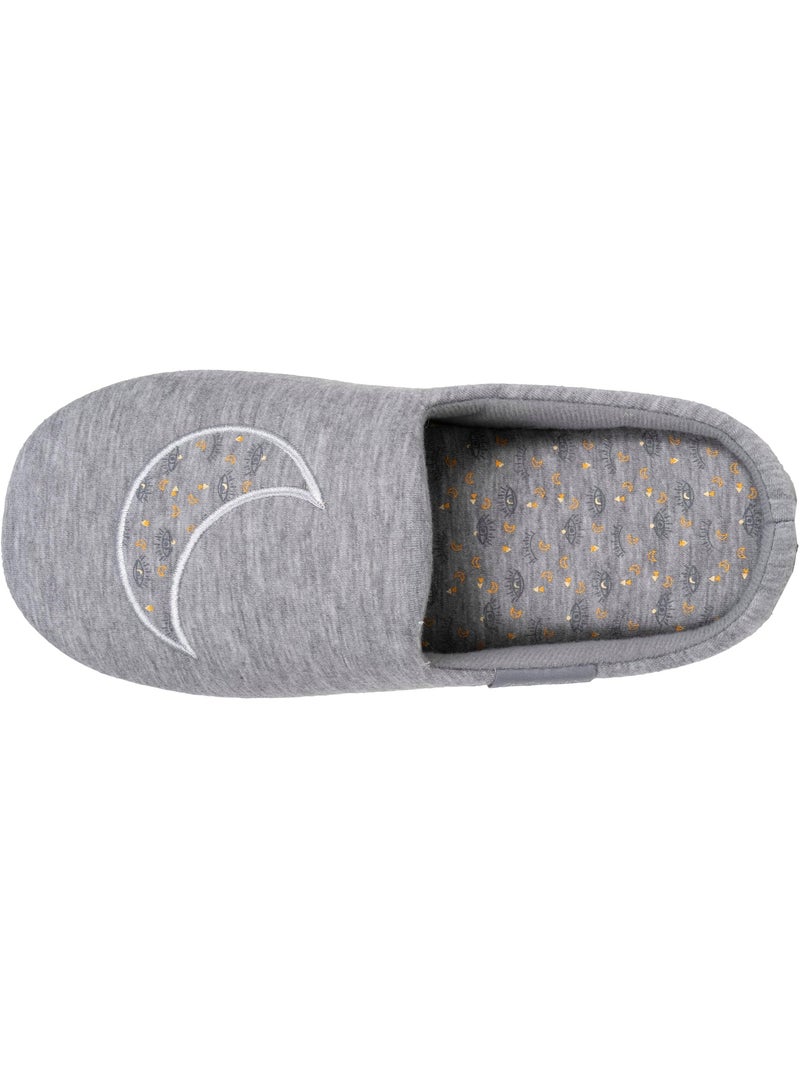 Chaussons mules jersey, semelle gomme antidérapante femme Isotoner Gris chiné - Kiabi