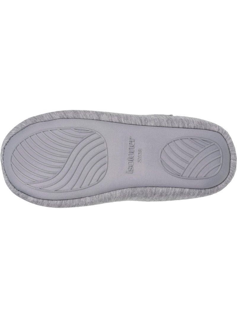 Chaussons mules jersey, semelle gomme antidérapante femme Isotoner Gris chiné - Kiabi