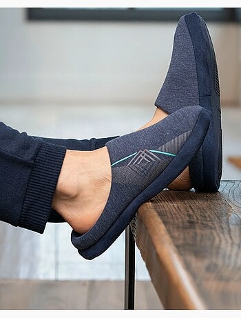 Chaussons mules jersey, semelle gomme antidérapante homme
