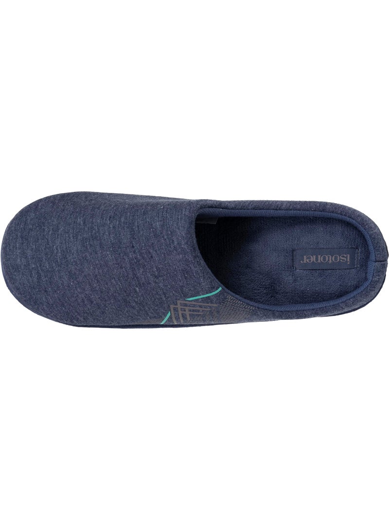 Chaussons mules jersey, semelle gomme antidérapante homme Bleu marine - Kiabi