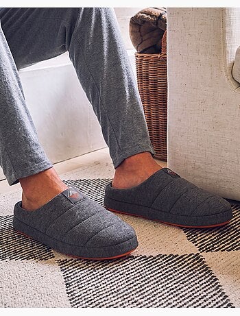 Chaussons mules jersey, semelle gomme antidérapante homme