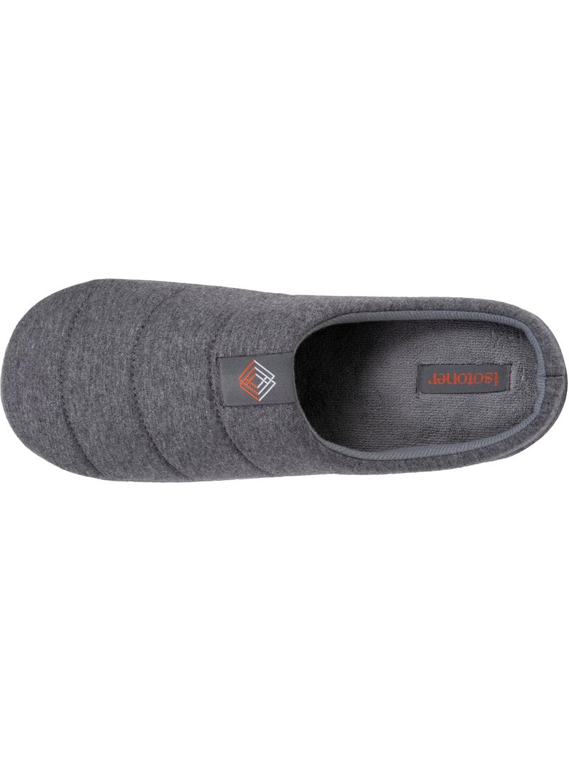 Chaussons mules jersey, semelle gomme antidérapante homme Gris chiné - Kiabi
