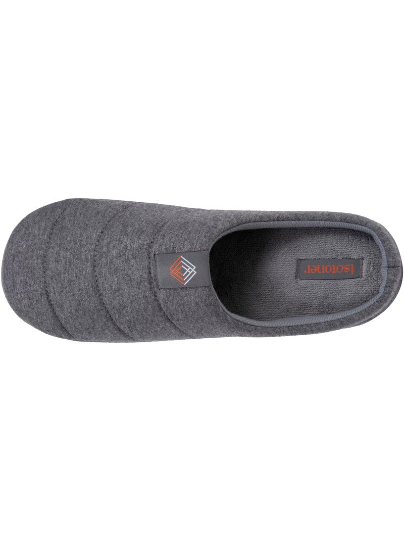 Chaussons mules jersey, semelle gomme antidérapante homme Isotoner Gris chiné - Kiabi