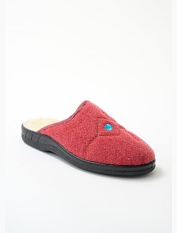 Chaussons mules largeur confort brodés fourrés - afibel