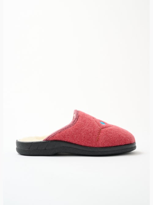 Chaussons mules largeur confort brodés fourrés - afibel - Kiabi Chaussons mules largeur confort brodés fourrés - afibel - Kiabi