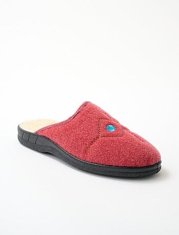Chaussons mules largeur confort brodés fourrés