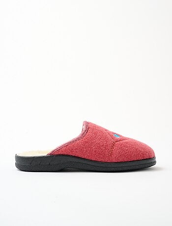 Chaussons mules largeur confort brodés fourrés