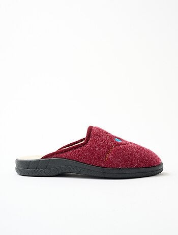 Chaussons mules largeur confort brodés fourrés
