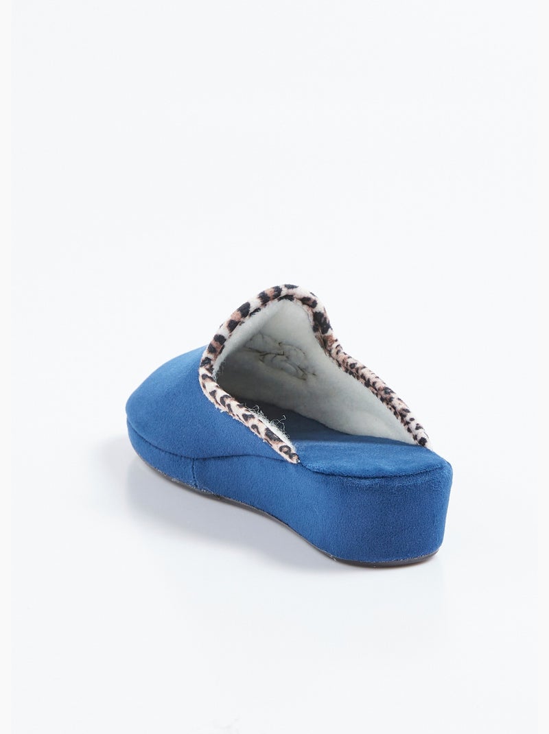 Chaussons mules largeur confort textile velouté - Afibel Bleu marine - Kiabi