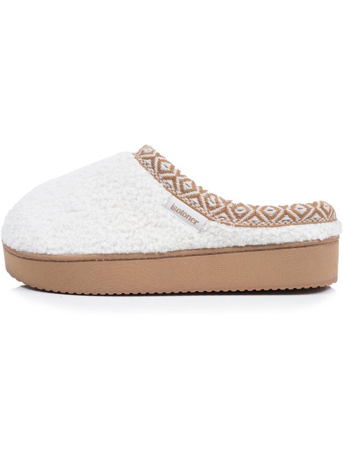 Chaussons mules maille bouclette à semelle compensé de femme isotoner - Kiabi Chaussons mules maille bouclette à semelle compensé de femme isotoner - Kiabi