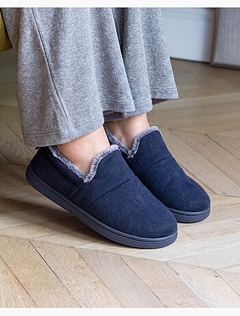 Chaussons mules suédine semelle bloup extra confort femme isotoner