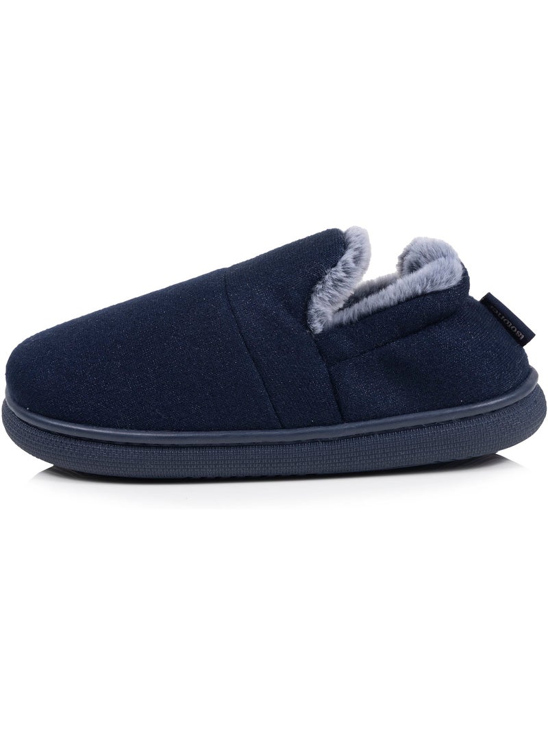 Chaussons mules maille métallisée semelle bloup extra femme isotoner Bleu marine - Kiabi