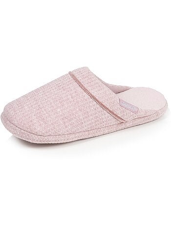 Chaussons mules maille nid d'abeille, semelle gomme femme Isotoner