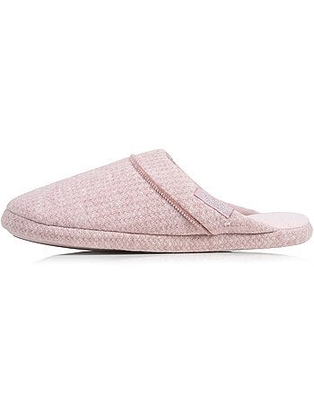 Chaussons mules maille nid d'abeille, semelle gomme femme Isotoner