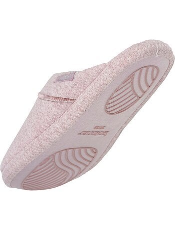 Chaussons mules maille nid d'abeille, semelle gomme femme Isotoner