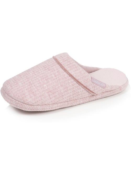 Chaussons mules maille nid d'abeille, semelle gomme femme Isotoner - Kiabi