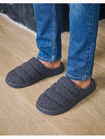 Chaussons mules matière feutrine, semelle bloup extra homme