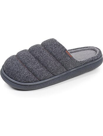 Chaussons mules matière feutrine, semelle bloup extra homme isotoner