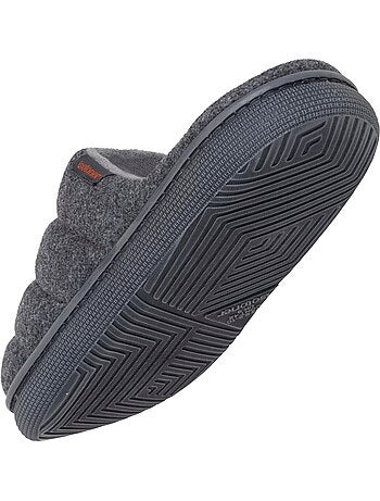 Chaussons mules matière feutrine, semelle bloup extra homme isotoner