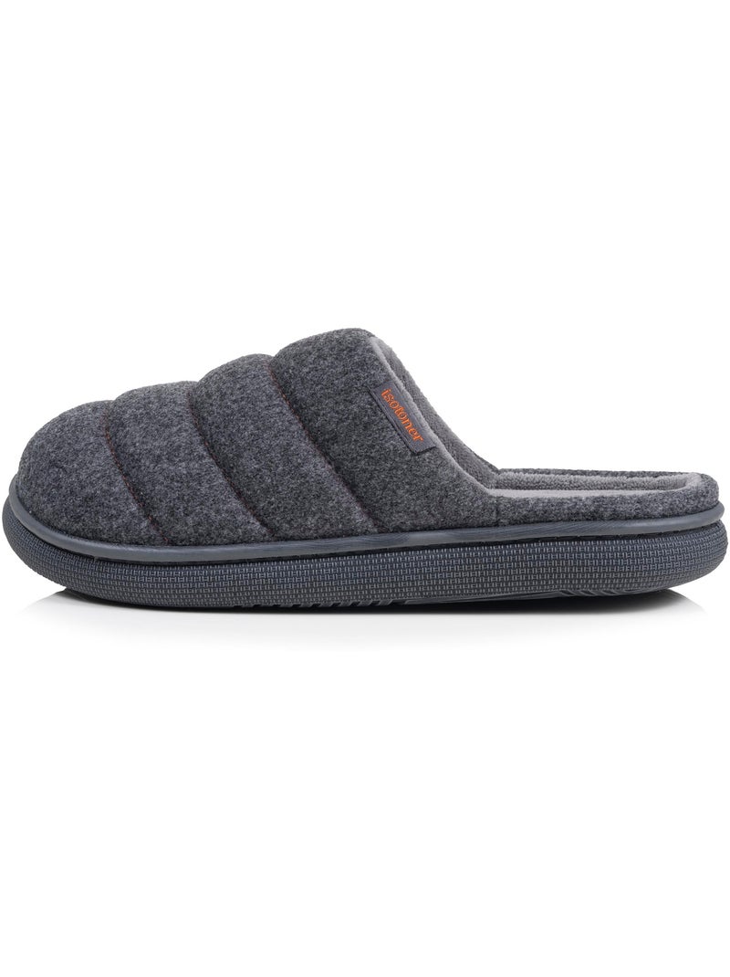 Chaussons mules matière feutrine, semelle bloup extra homme isotoner Gris chiné - Kiabi