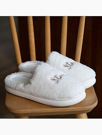 Chaussons mules matière sherpa, semelle bloup extra femme Isotoner