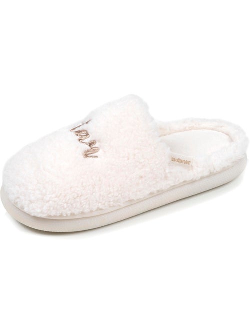 Chaussons mules matière sherpa, semelle bloup extra femme Isotoner - Kiabi