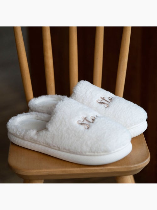 Chaussons mules matière sherpa, semelle bloup extra femme Isotoner - Kiabi
