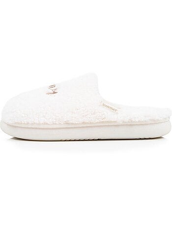 Chaussons mules matière sherpa, semelle bloup extra femme