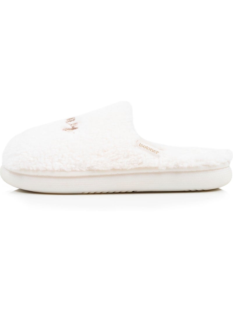 Chaussons mules matière sherpa, semelle bloup extra femme Ivoire - Kiabi