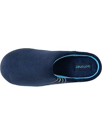 Chaussons mules microvelours marine semelle ergonomique, garçon isotoner