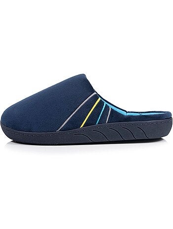 Chaussons mules microvelours marine semelle ergonomique, garçon isotoner