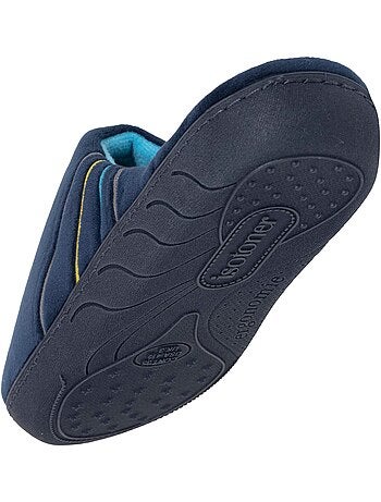 Chaussons mules microvelours marine semelle ergonomique, garçon isotoner