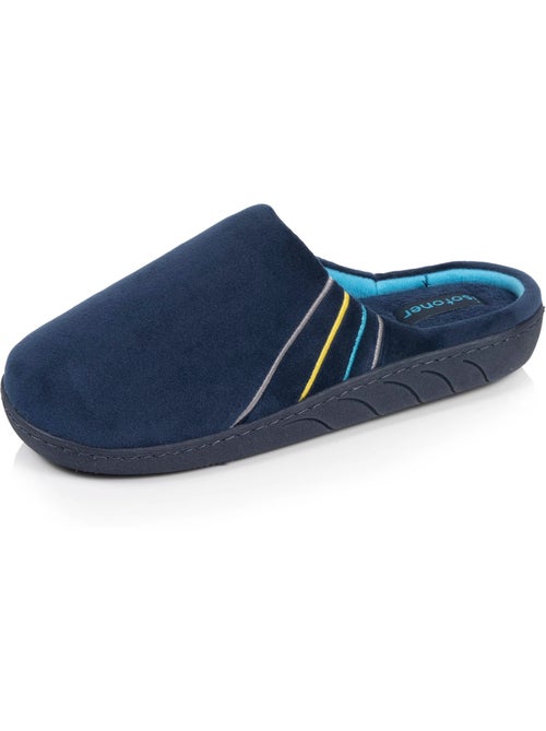 Chaussons mules microvelours marine semelle ergonomique, garçon isotoner - Kiabi